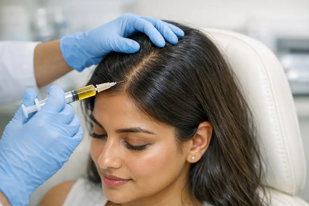 Growth factor concentrate therapy for hair thinning
